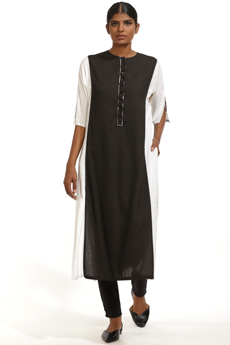 ABRAHAM AND THAKORE | Long Tunic Patchwork Dots