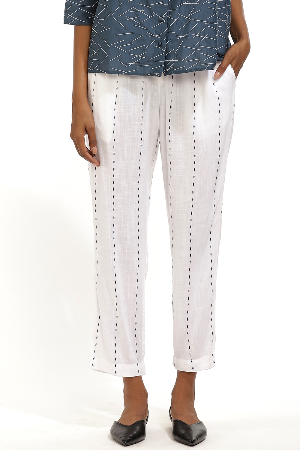 ABRAHAM AND THAKORE | Embroidered Stab Stitch Pant