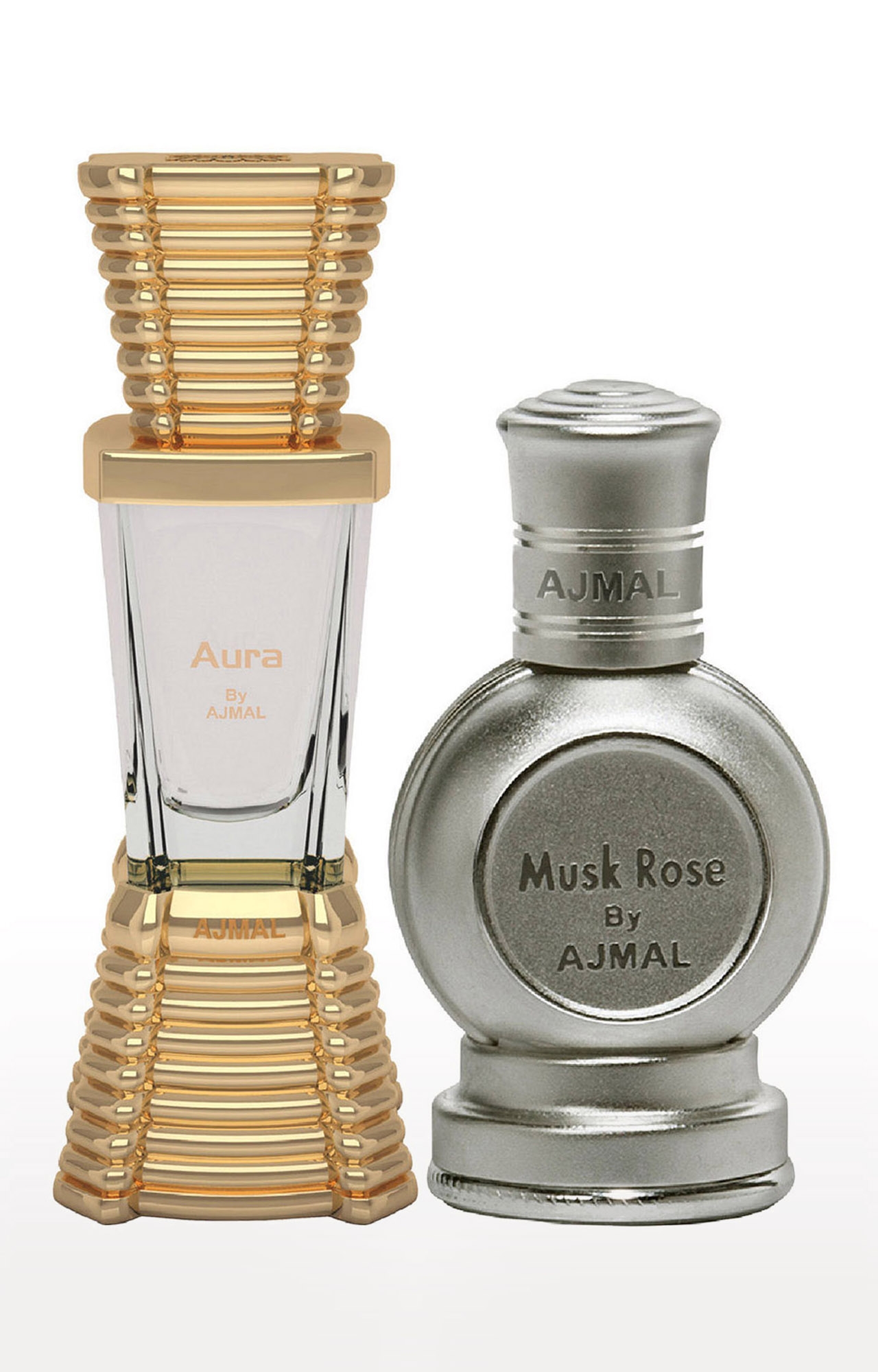 Ajmal | Ajmal Aura Concentrated Perfume Oil Alcohol-free Attar 10ml for Unisex and Musk Rose Concentrated Perfume Oil Musky Alcohol-free Attar 12ml for Unisex