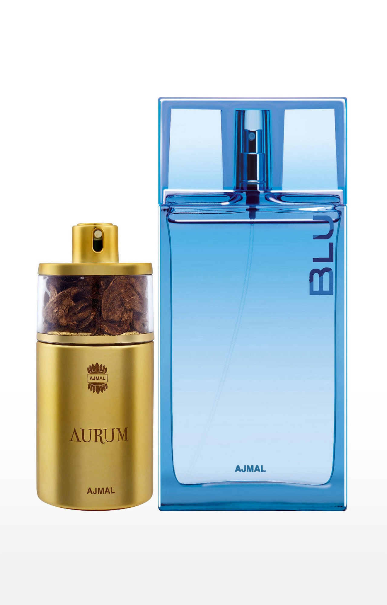 Ajmal | Ajmal Aurum EDP Fruity Floral Perfume 75ml for Women and Blu EDP Aquatic Woody Perfume 90ml for Men + 2 Parfum Testers FREE