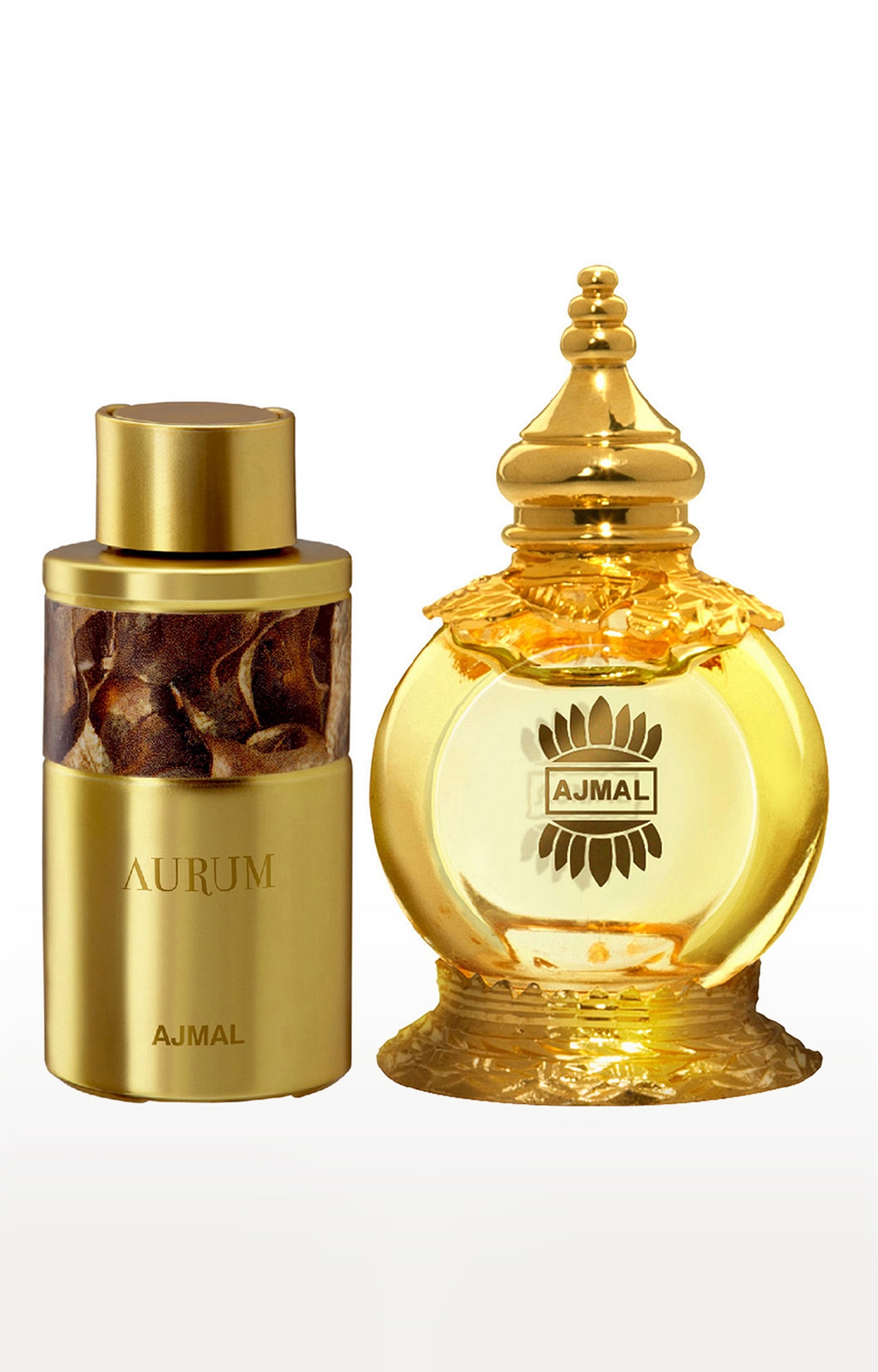 Ajmal Aurum Concentrated Perfume Oil Alcohol-free Attar 10ml for Women and Mukhallat AL Wafa Concentrated Perfume Oil Oriental Musky Alcohol-free Attar 12ml for Unisex