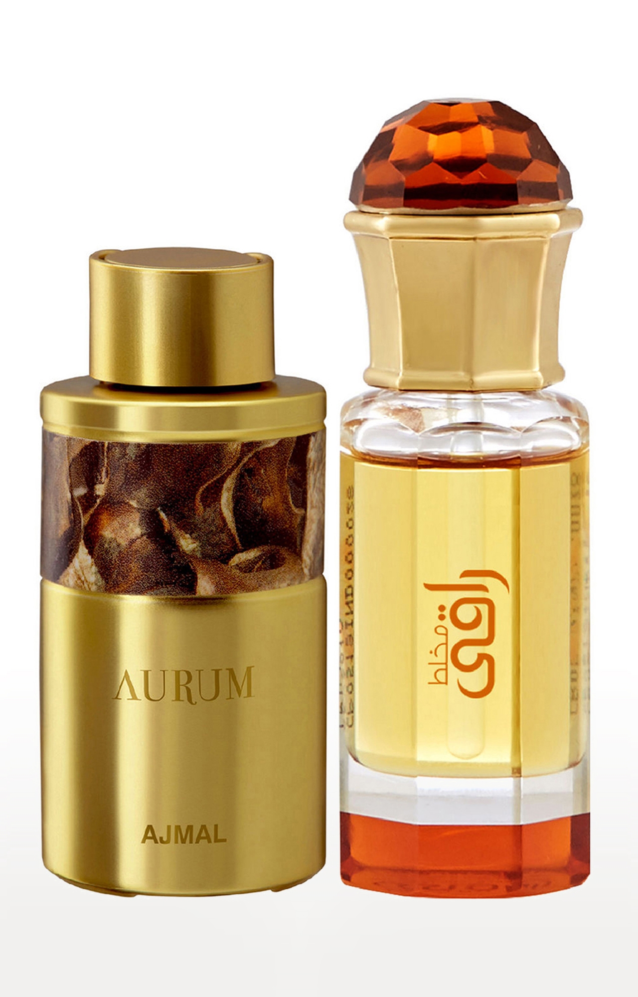 Ajmal Aurum Concentrated Perfume Oil Alcohol-free Attar 10ml for Women and Mukhallat Raaqi Concentrated Perfume Oil Alcohol-free Attar 10ml for Unisex