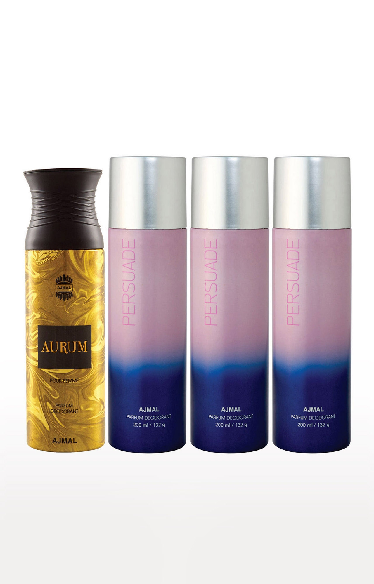 Ajmal | Ajmal 1 Aurum Femme for Women and 3 Persuade for Men & Women High Quality Deodorants each 200ML Combo pack of 4 (Total 800ML) 