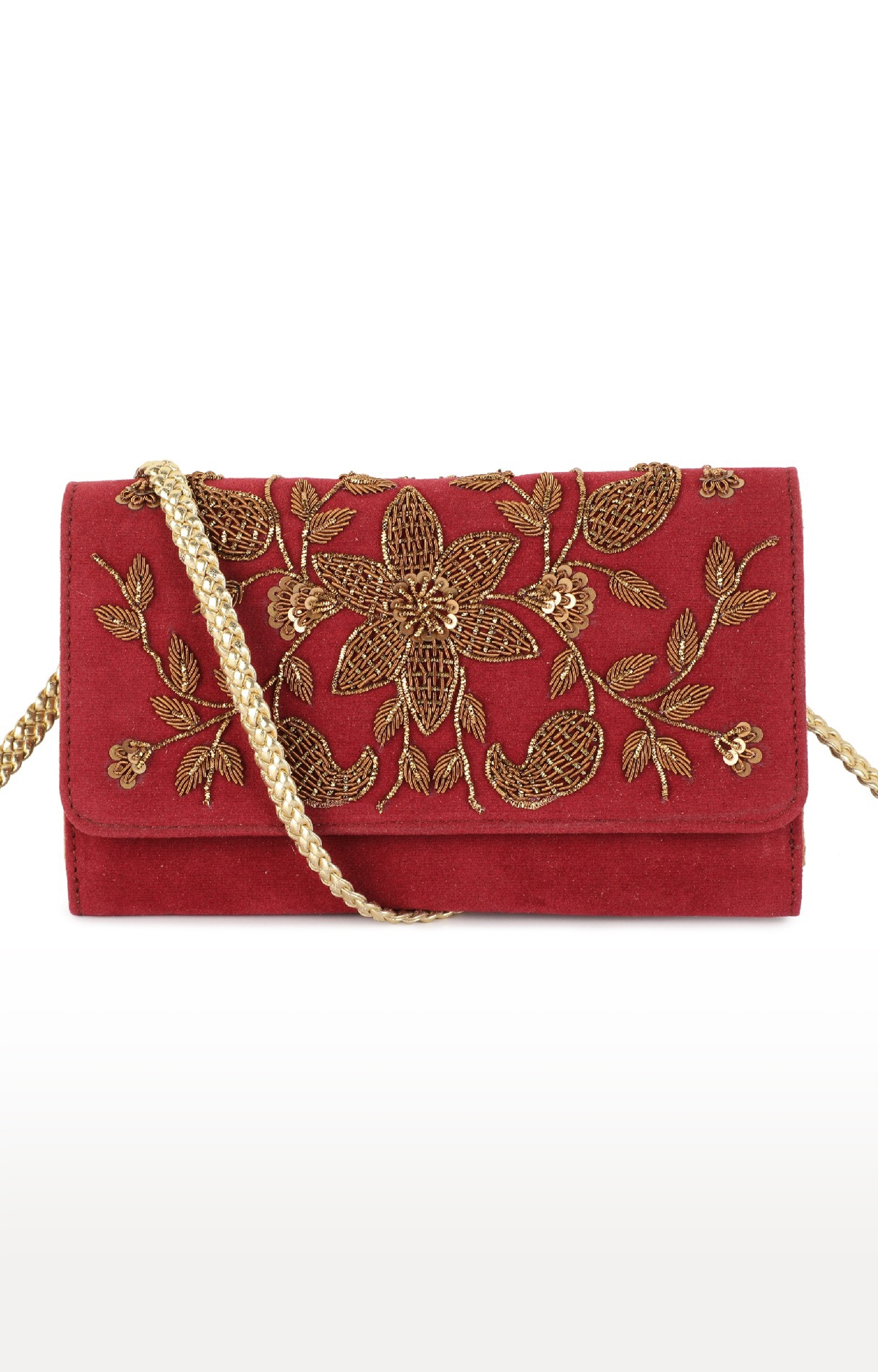 Aady Austin Women's Hand Embrodiered Party Wear long strap Clutch