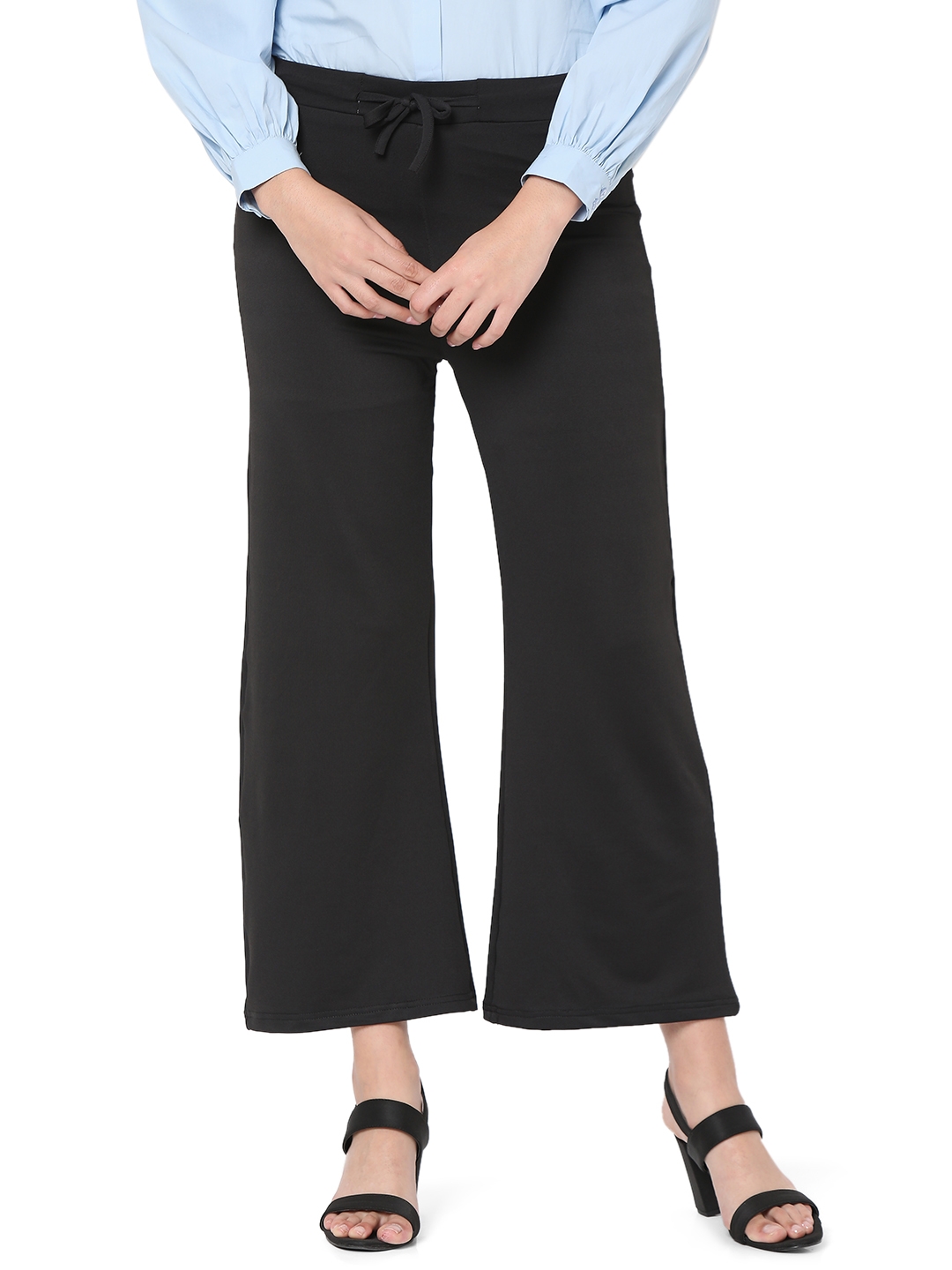 Smarty Pants | Smarty Pants women's cotton lycra black color flared trouser.