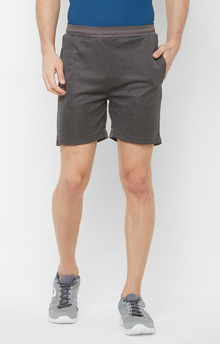 FITZ | Fitz Polyester Regular Fit Above Knee Shorts for Men - Anthra Melange