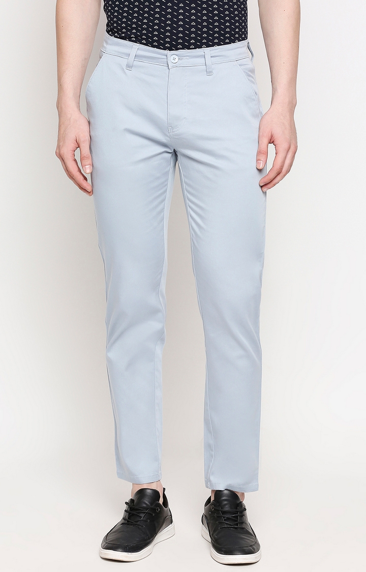 SOLEMIO | Blue Solid Cropped Chino
