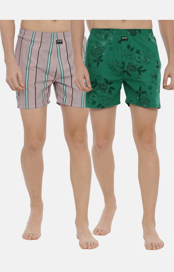 PIVOT | Pink & Green Cotton Boxers - Pack of 2