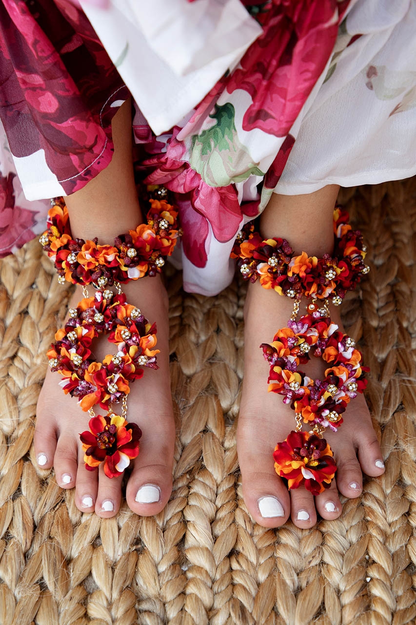 Multicolor Floral anklet with connectors
