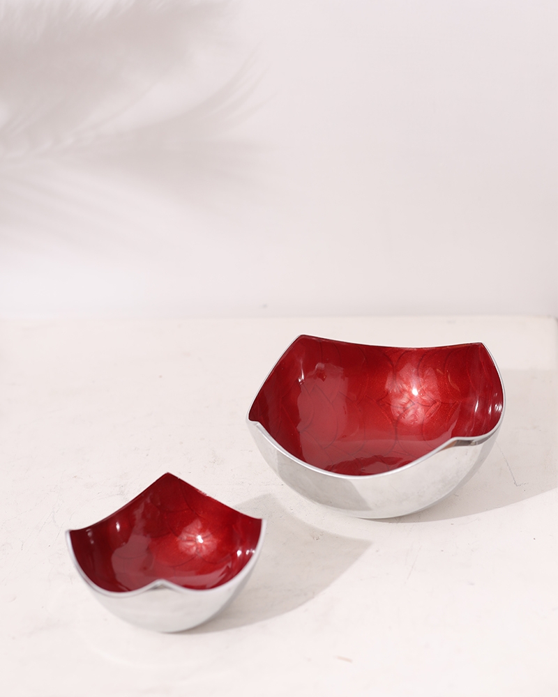 Order Happiness | Order Happiness Decorative Metal Red Bowls For Snacks Serving/Dry Fruit Serving/Gifting(Set of 2)