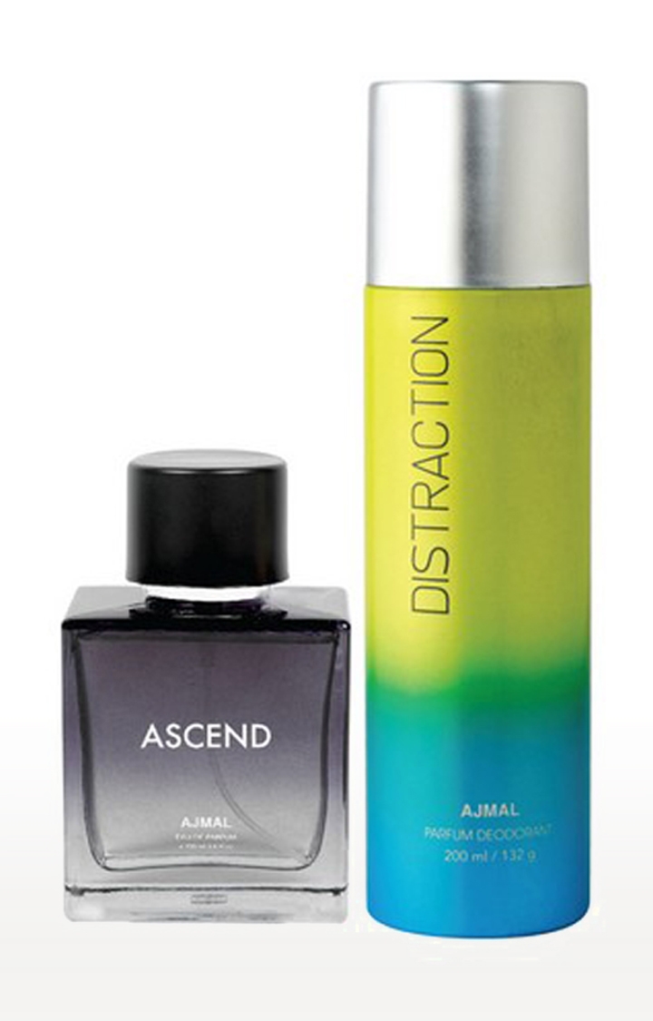 Ajmal Ascend EDP 100ml & Distraction High Quality Deodorant 200ml for Men & Women Combo pack of 2 (Total 300ml) 