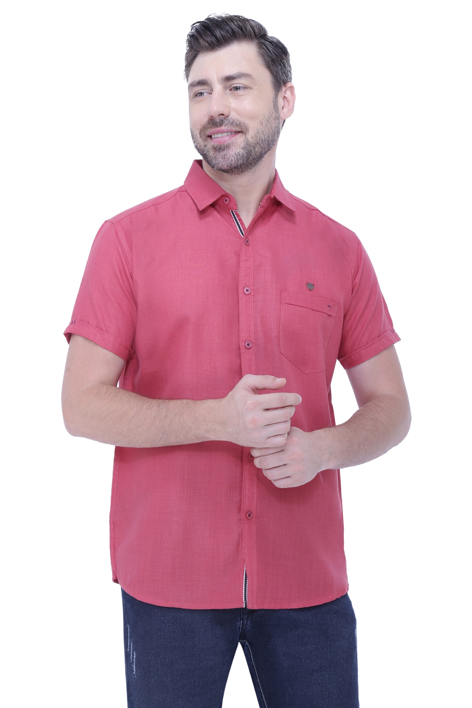 Kuons Avenue | Kuons Avenue Men's Linen Blend Half Sleeves Casual Shirt-KACLHS1235