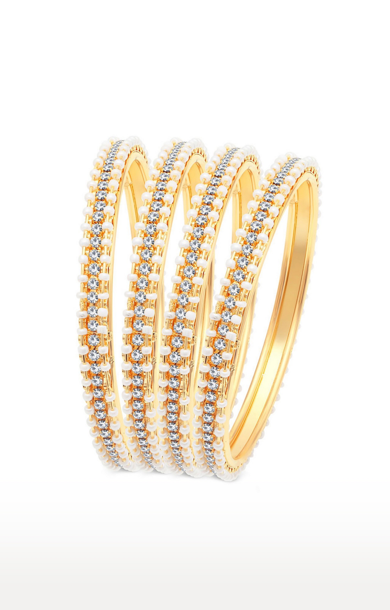 SUKKHI | Sukkhi Fascinating Pearl Gold Plated Austrian Diamond Bangles Set Of 4 For Women