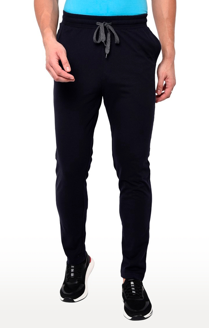JB-TR-301A NAVY Men's Blue Cotton Solid Trackpants