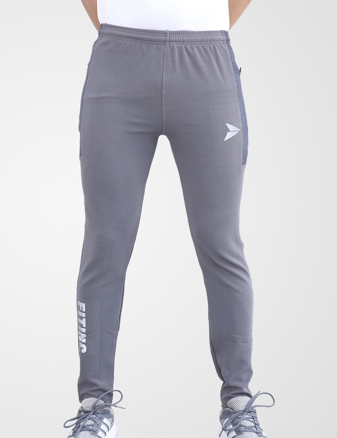 Fitinc | Fitinc Dobby Grey Track Pant for Men with Zipper Pockets