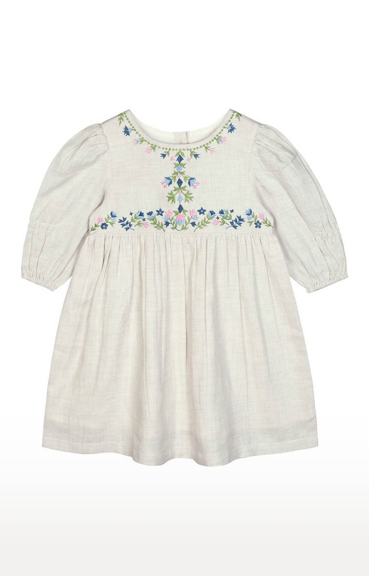 Budding Bees | Grey Embroidered Dress