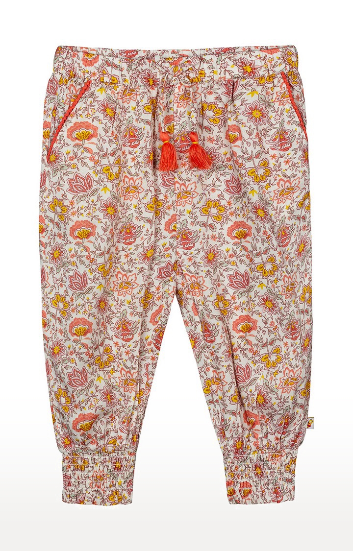 Budding Bees | Beige Floral Casual Pants