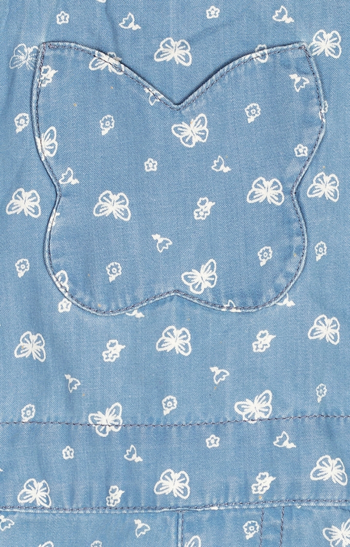 Blue Printed Dungarees