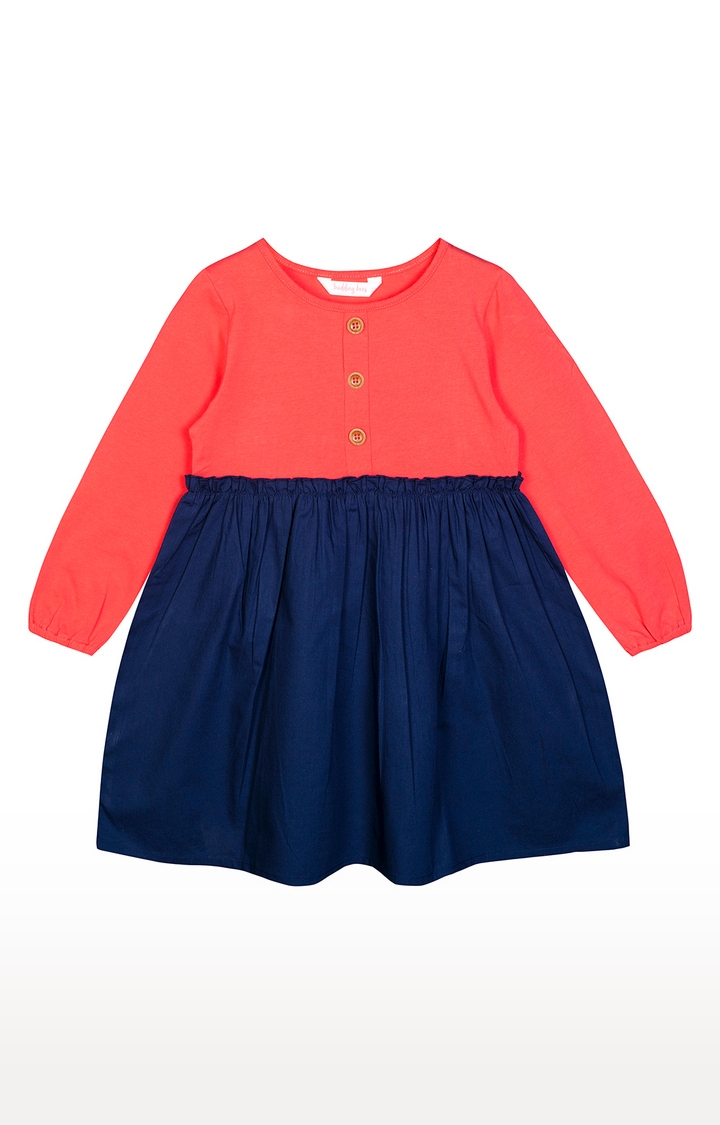 Budding Bees | Red and Blue Solid Dress