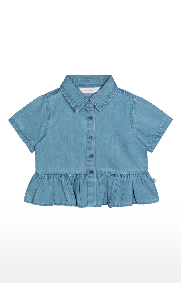 Budding Bees | Blue Solid Top