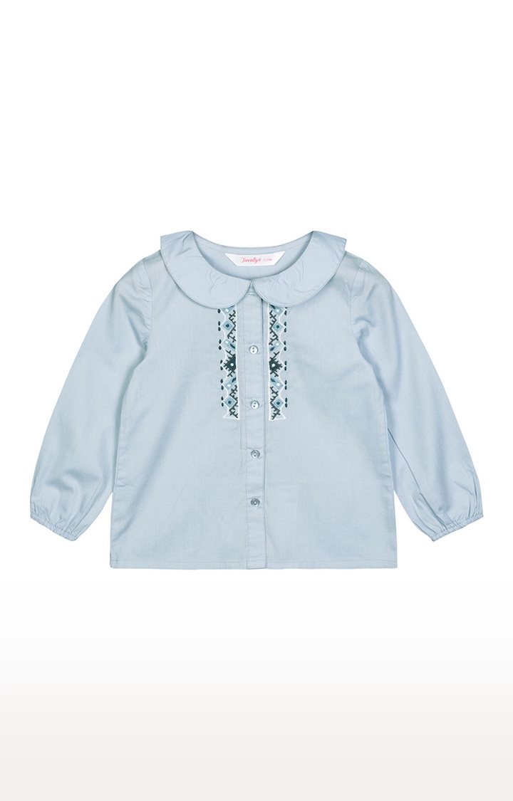 Budding Bees | Blue Embroidered Top