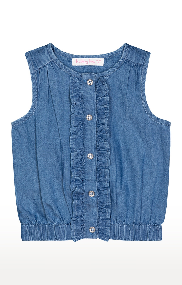 Budding Bees Baby Girls Denim Solid Blouse Top