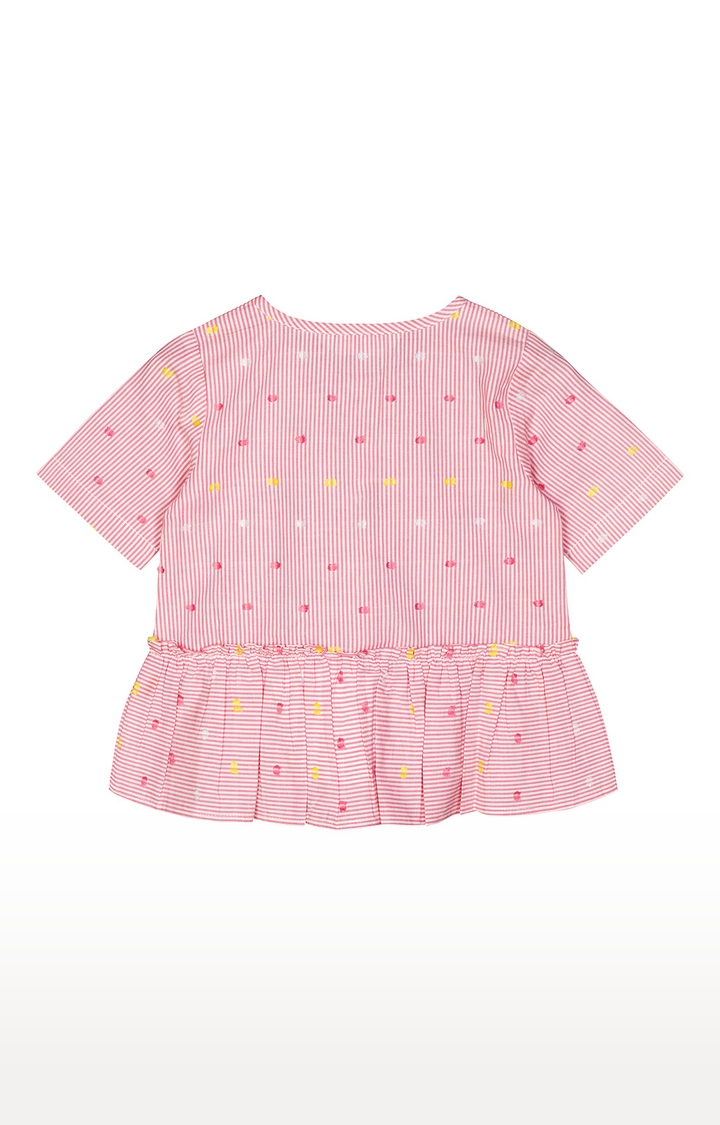 Budding Bees Baby Girls Pink Striped Blouse Top