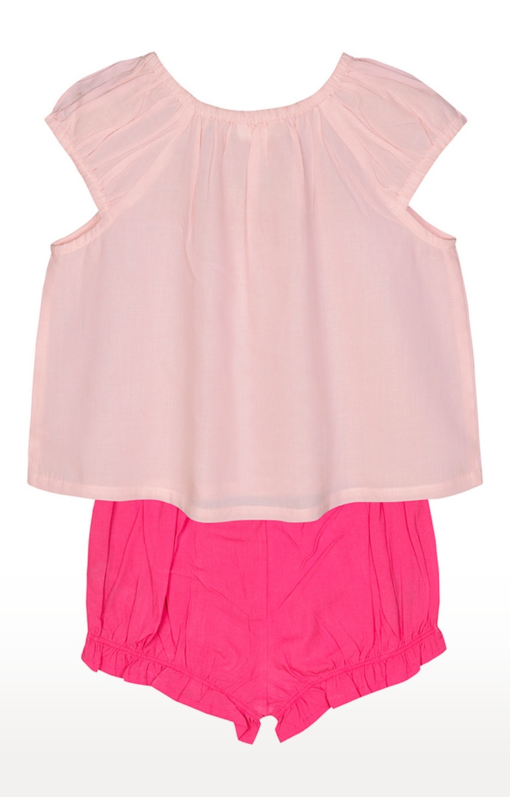 Budding Bees Baby Girls Pink Embroidered Top-Set