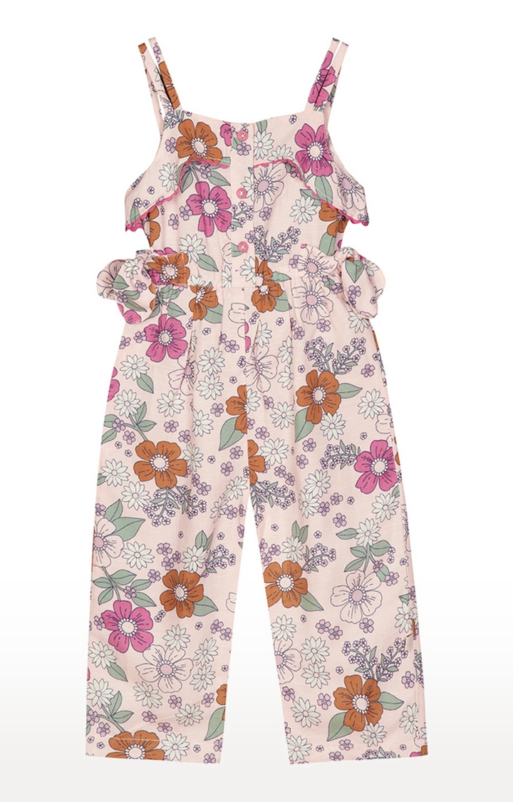 Budding Bees Baby Girls Cotton Pink Floral Jumpsuit