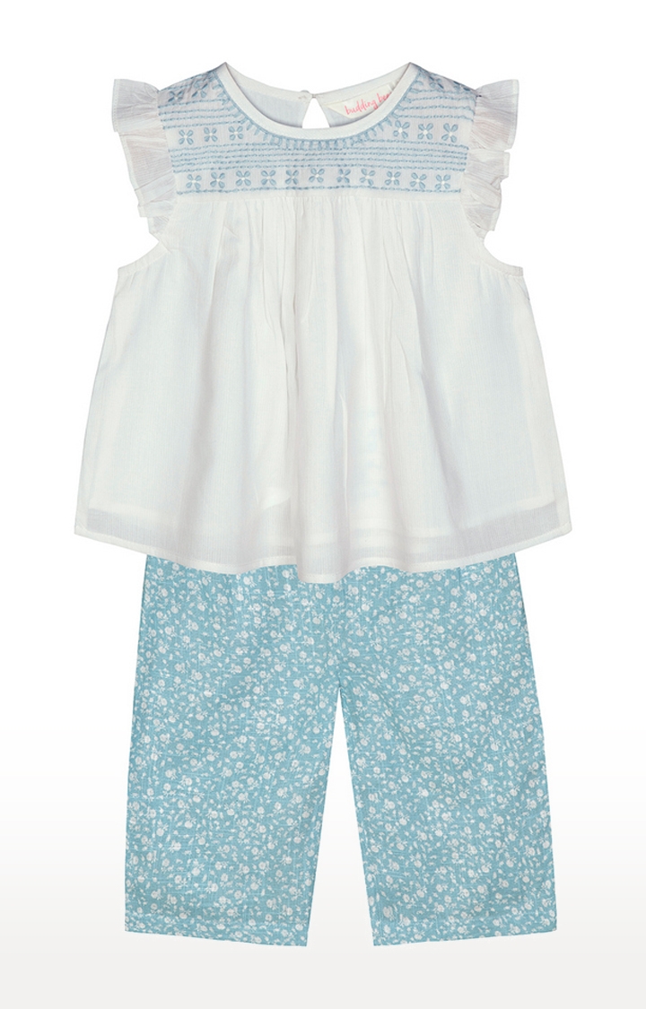 Budding Bees | Budding Bees Baby Girls White Embroidered Top-Set