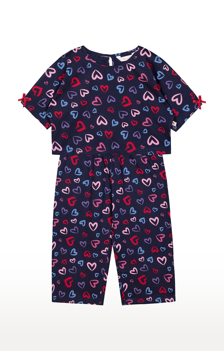 Budding Bees | Budding Bees Girls Blue Printed Cotton Jersey Nighsuit