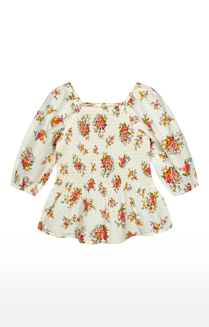 Budding Bees | Beige Floral Top
