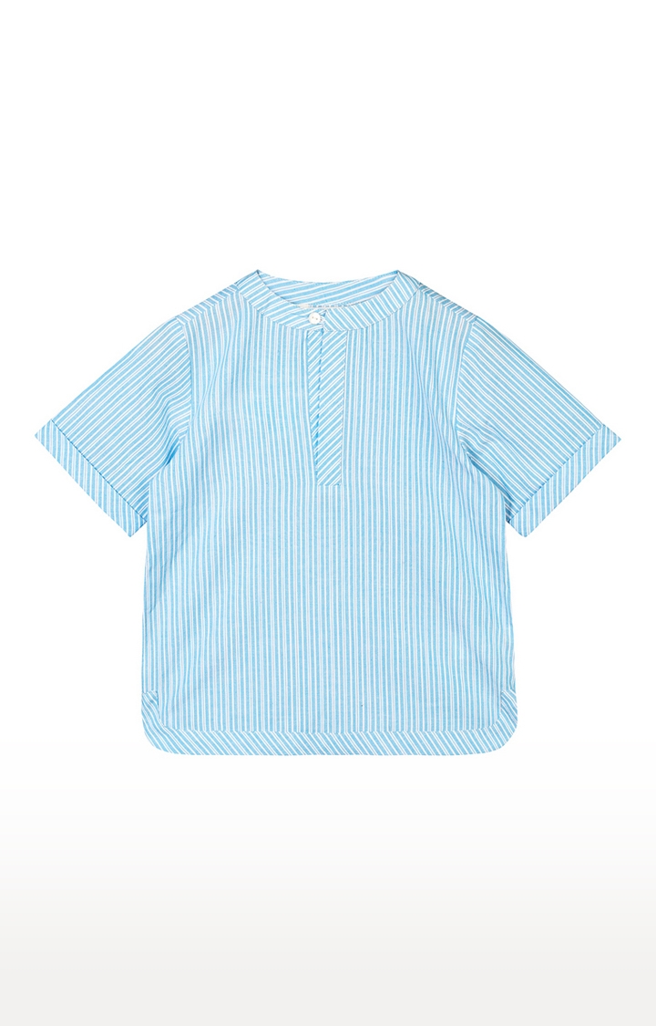 Budding Bees | Blue Striped Formal Shirt