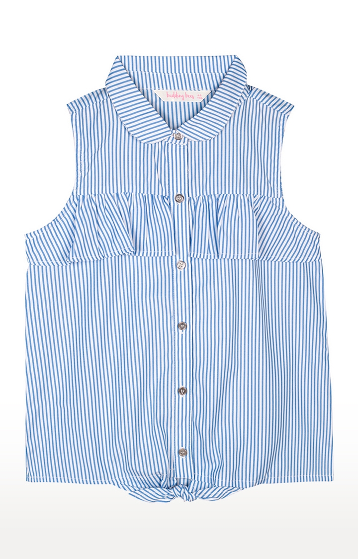 Budding Bees | Blue Striped Top