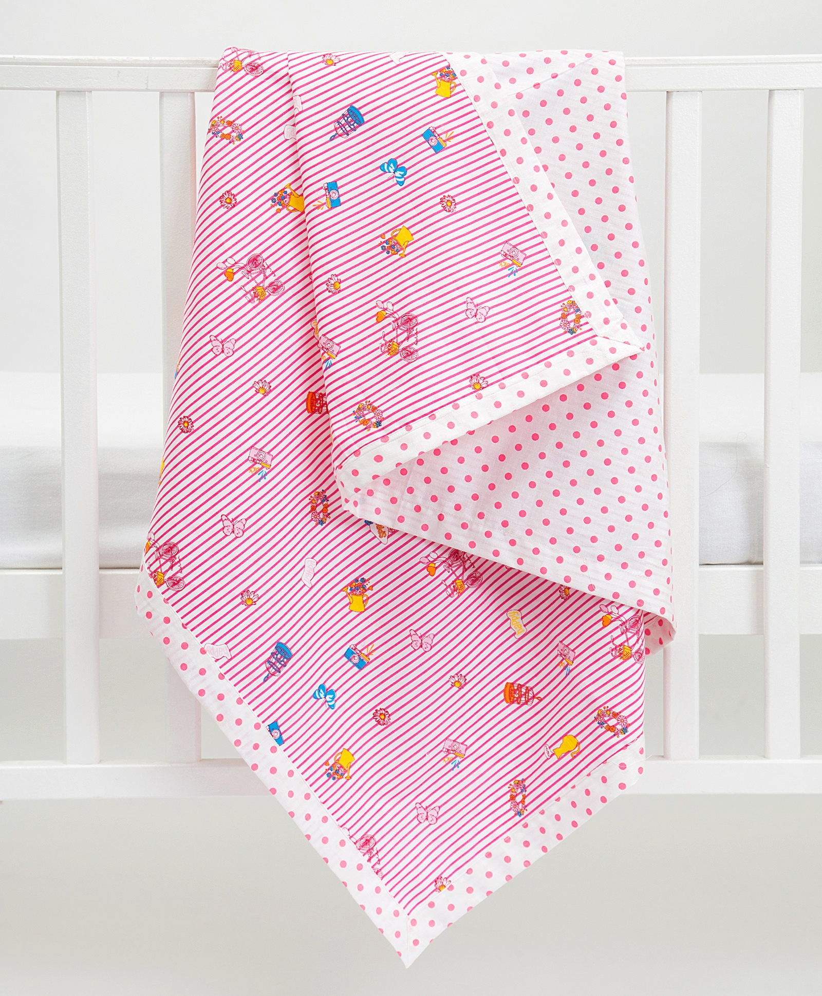 Blooming Buds | Blooming Buds Garden Daisy Baby Reversible Baby Wrap - White and Pink Dots