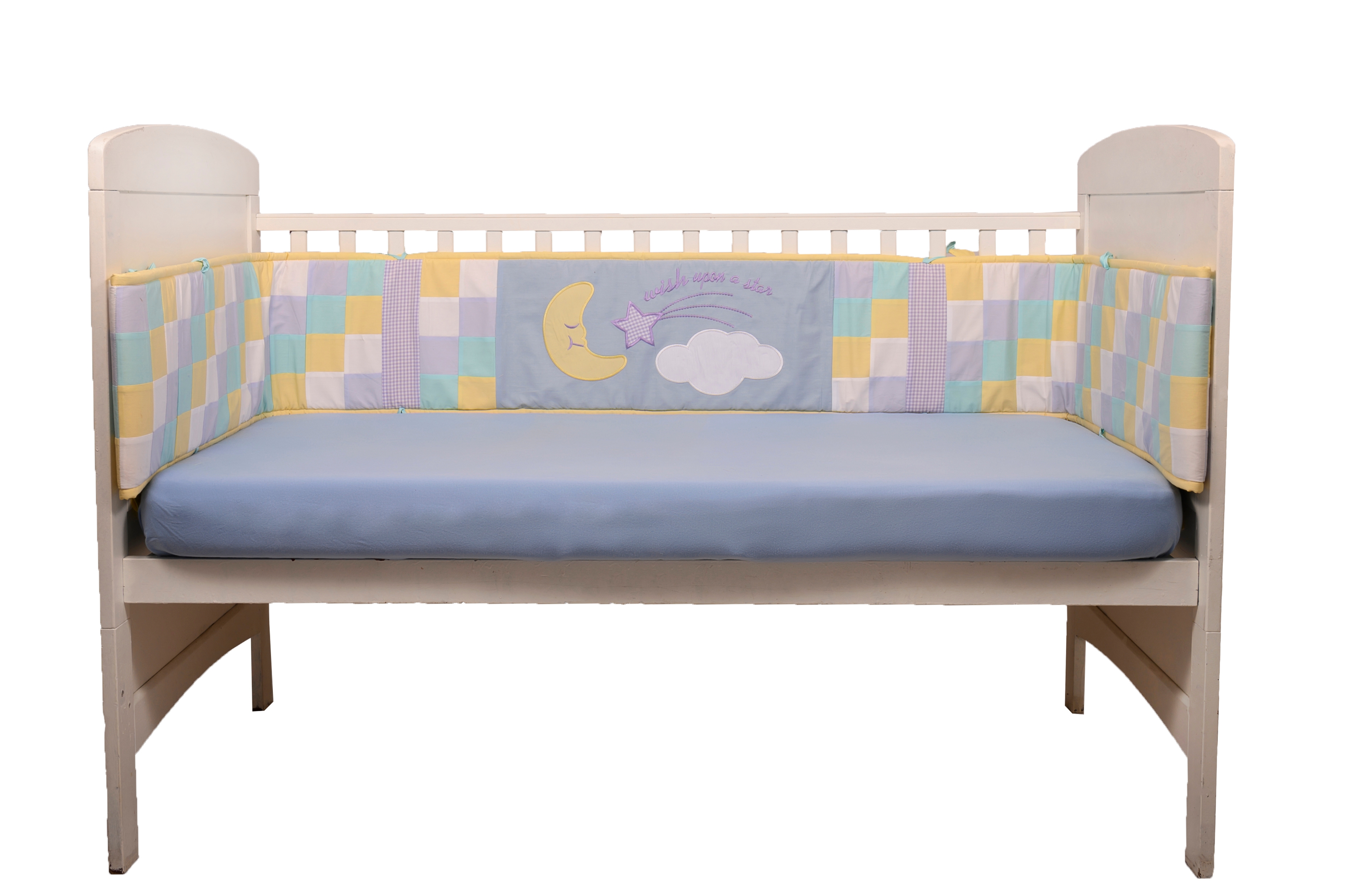 Blooming Buds | Blooming Buds Sweet Lullaby Full Cot Bumper - Light Blue & Yellow