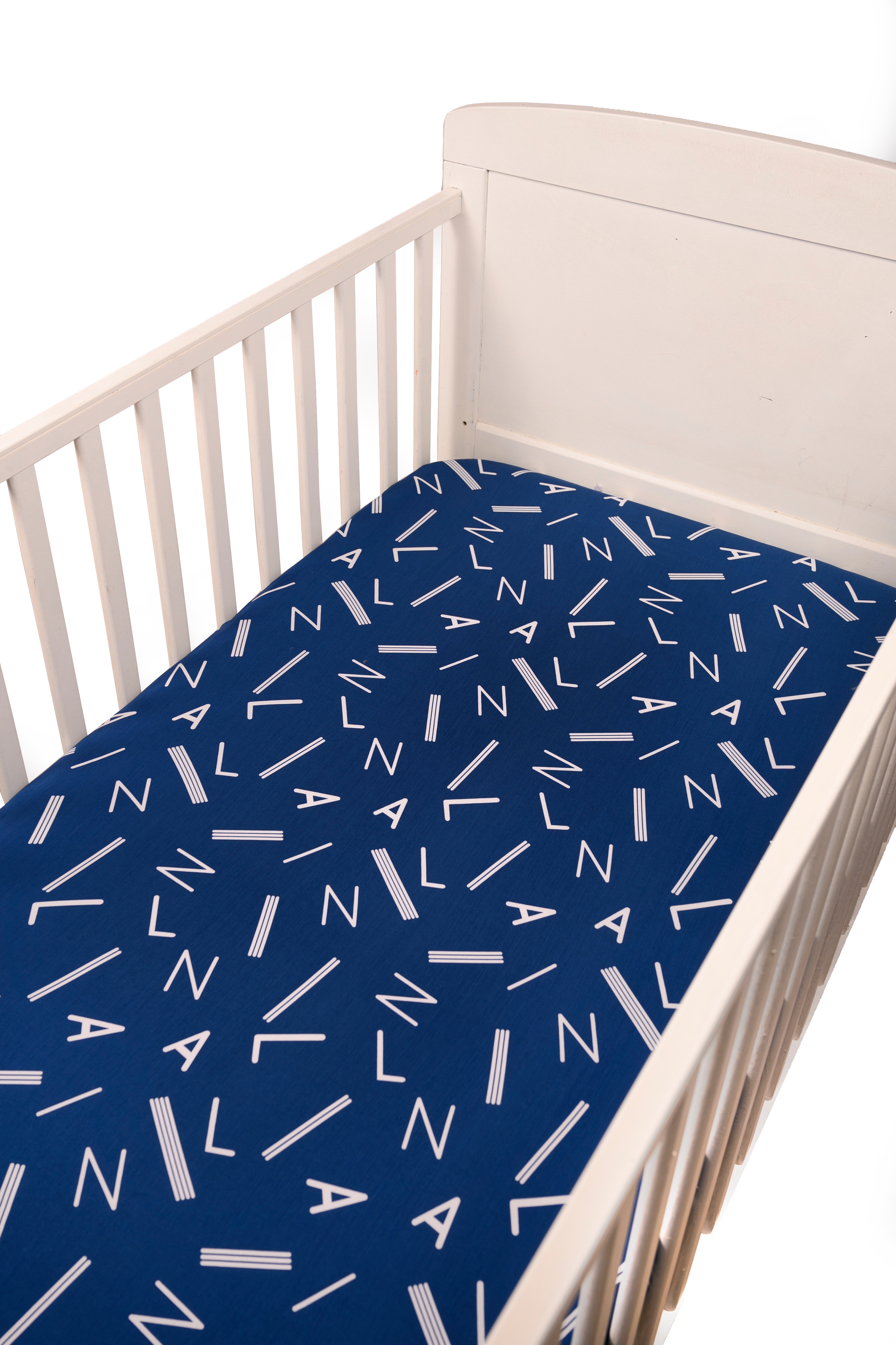 Blooming Buds | Fitted Crib/ Cot Sheet - Royal Blue Alphabets