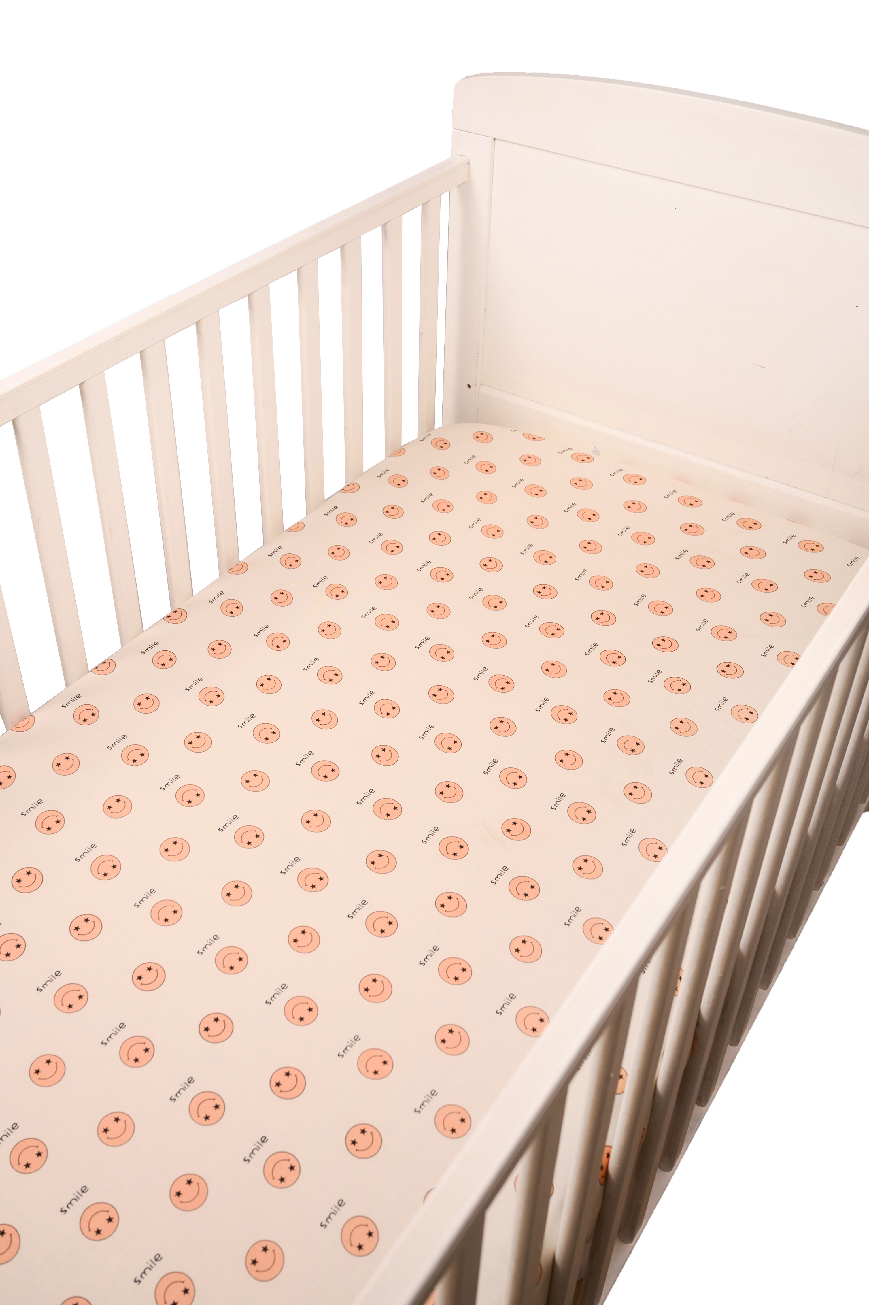 Blooming Buds | Fitted Crib/ Cot Sheet - Peach Smiley