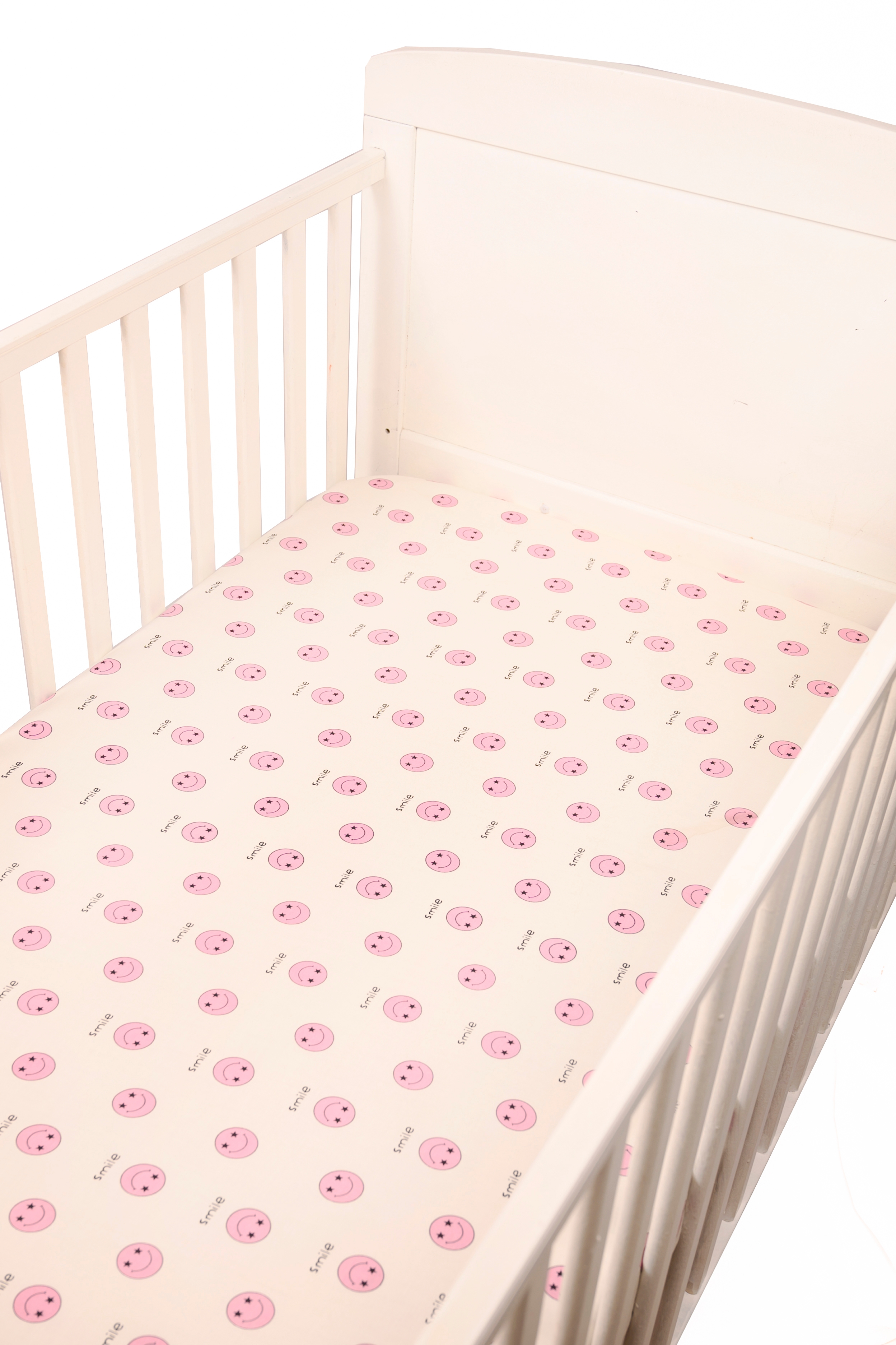 Blooming Buds | Fitted Crib/ Cot Sheet - Pink Smiley