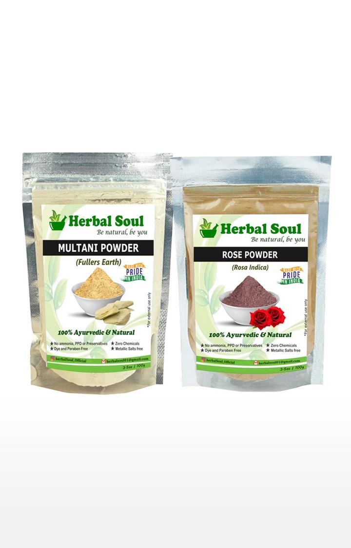 Herbal Soul | Herbal Soul Combo Of Multani  Powder + Rose Powder | 200 gm