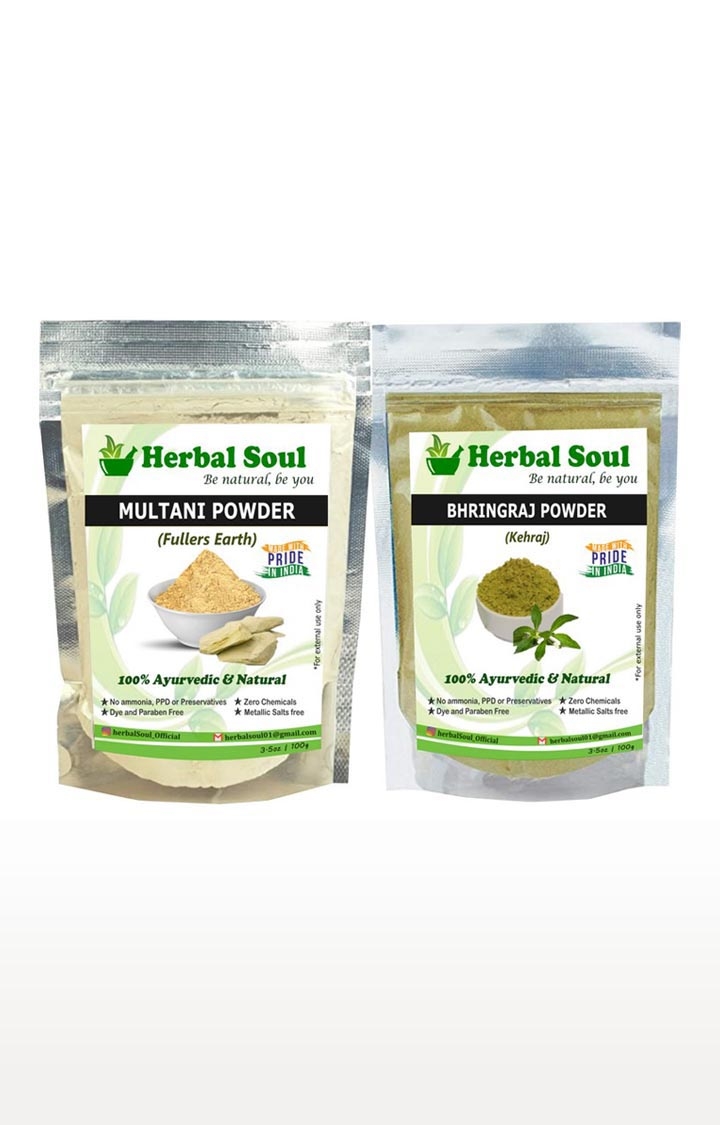 Herbal Soul | Herbal Soul Combo Of Multani  Powder + Bhringraj  Powder | 200 gm