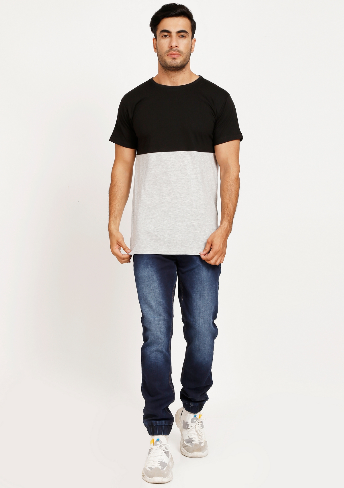 Bottle&Co | Grey and Black Colourblock T-Shirts 