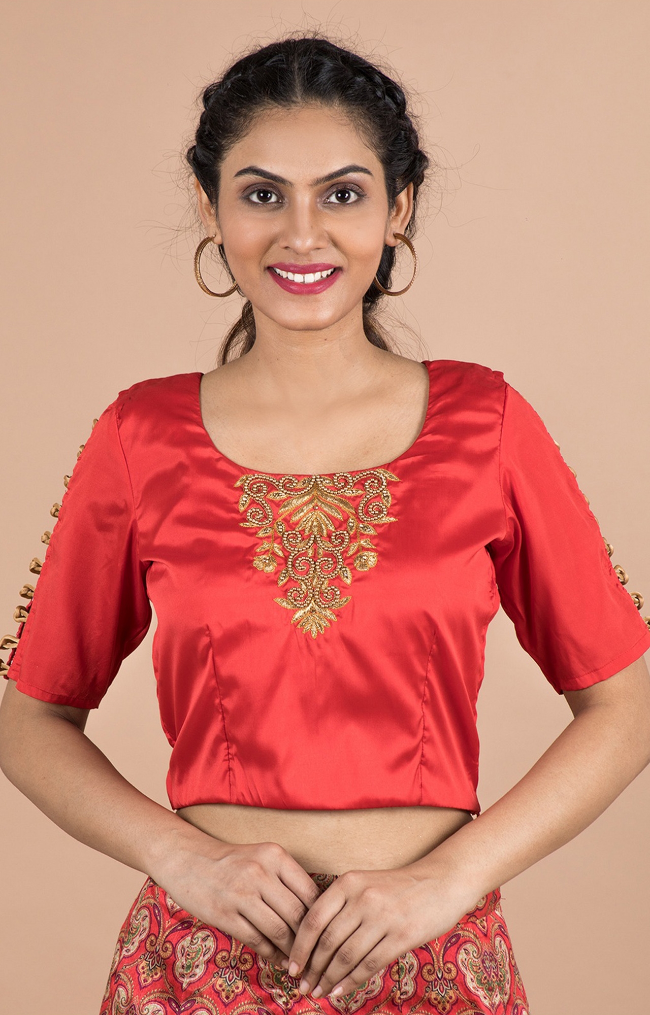 becoming | Red Embellished Crop Top