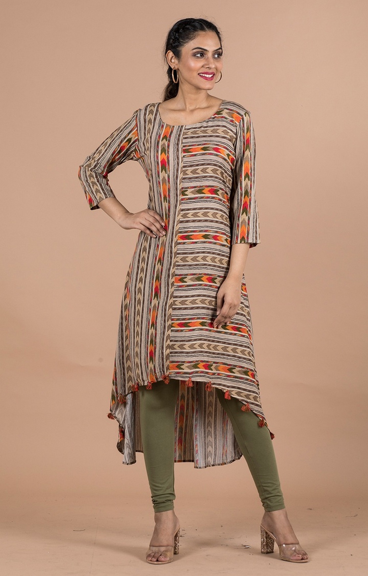 becoming | Becoming Women’S High And Low Front Tassle Kurti