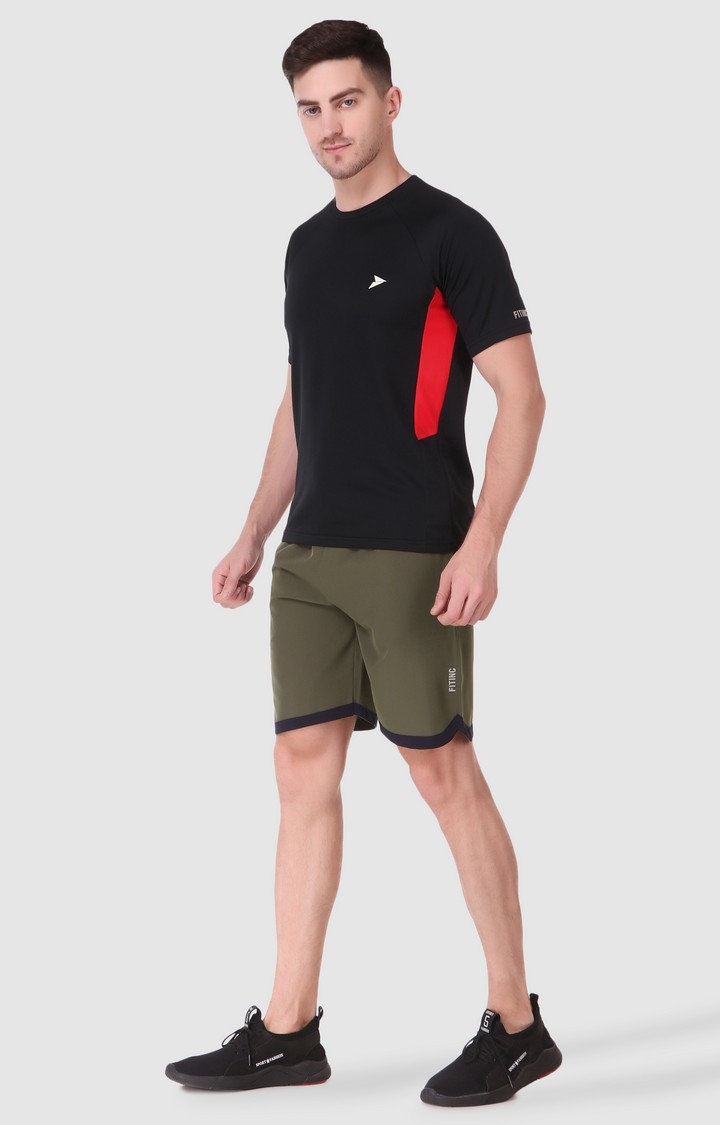 Men's Olive Green Polyester Solid Activewear Shorts