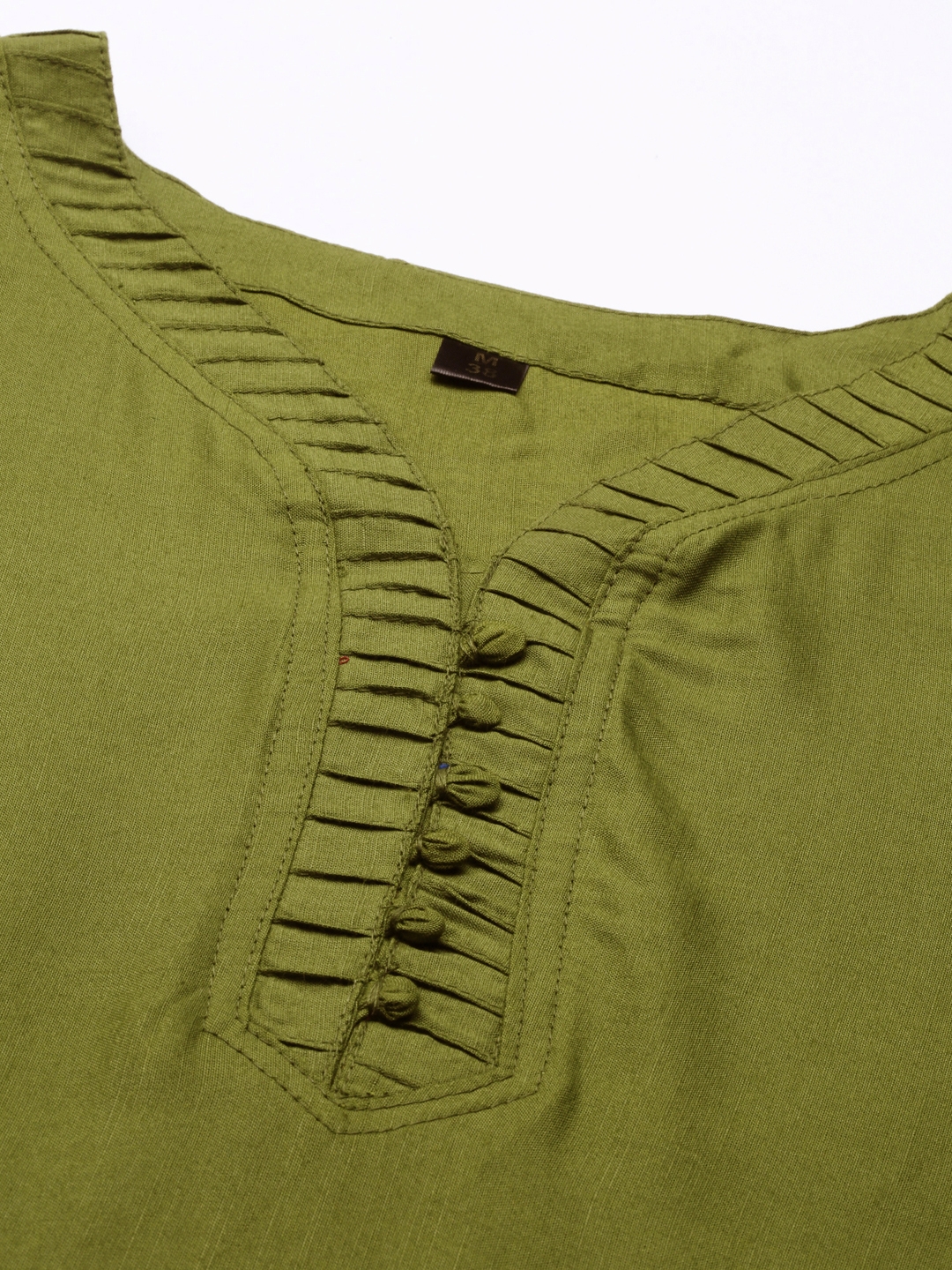 Women's Green Cotton Blend Solid Comfort Fit Kurtis