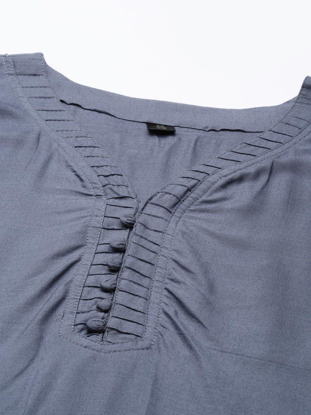 Women's Grey Cotton Blend Solid Comfort Fit Kurtis