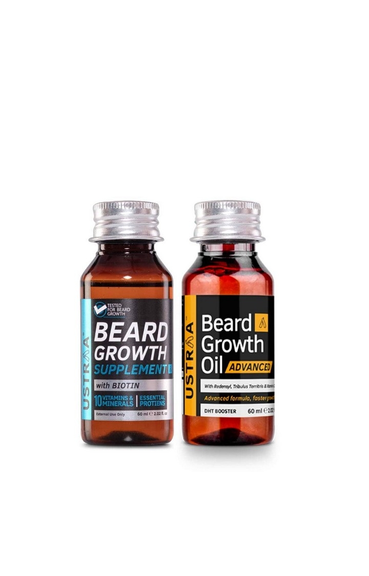 Ustraa Beard growth Oil Advanced 60ml And Beard growth Supplement-60ml Hair Oil