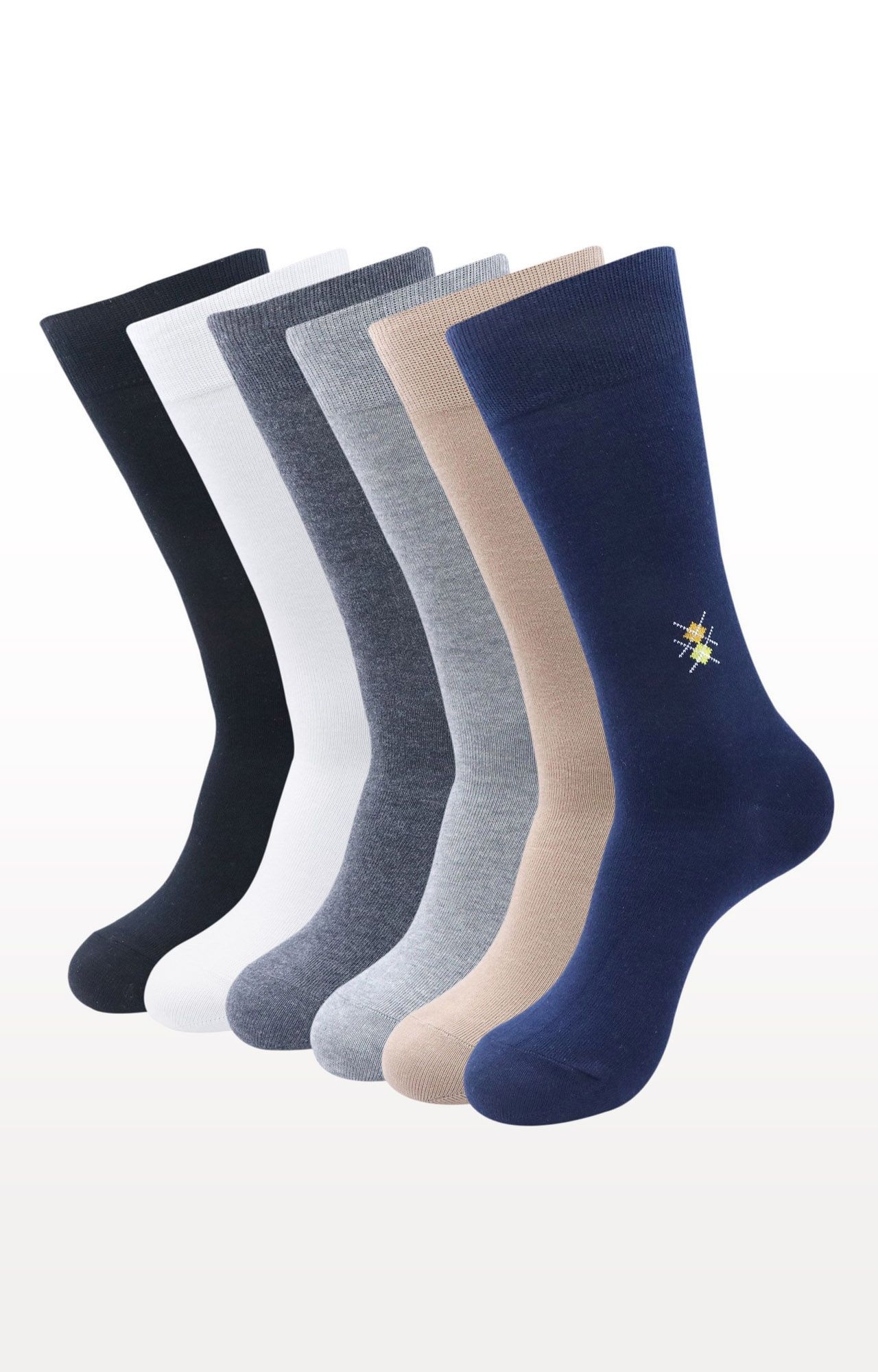 Multi-Coloured Solid Socks (Pack of 6)