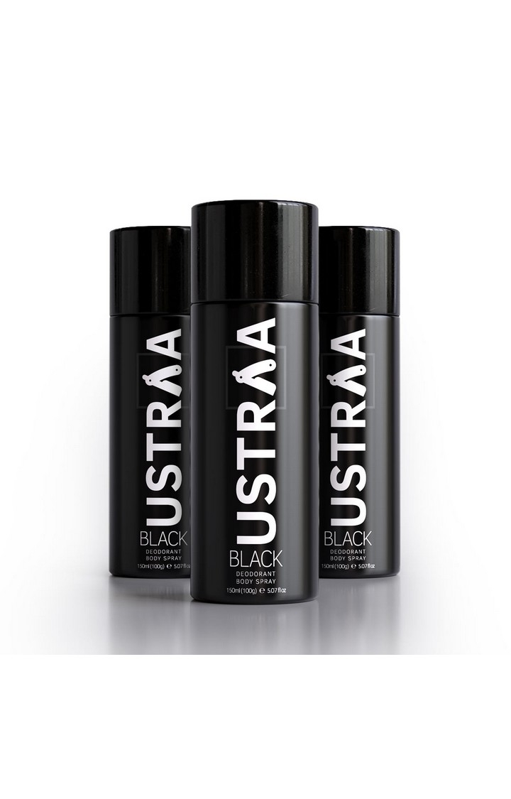 Ustraa Blackblue Deodorant Body Spray, 150 ml- Set Of 3